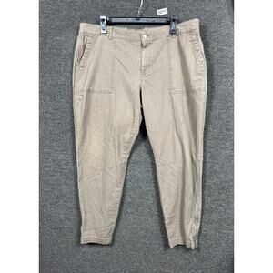 Gap Utility Jogger Pants Womens Size 18R Beige Canvas Pockets Tapered Chino